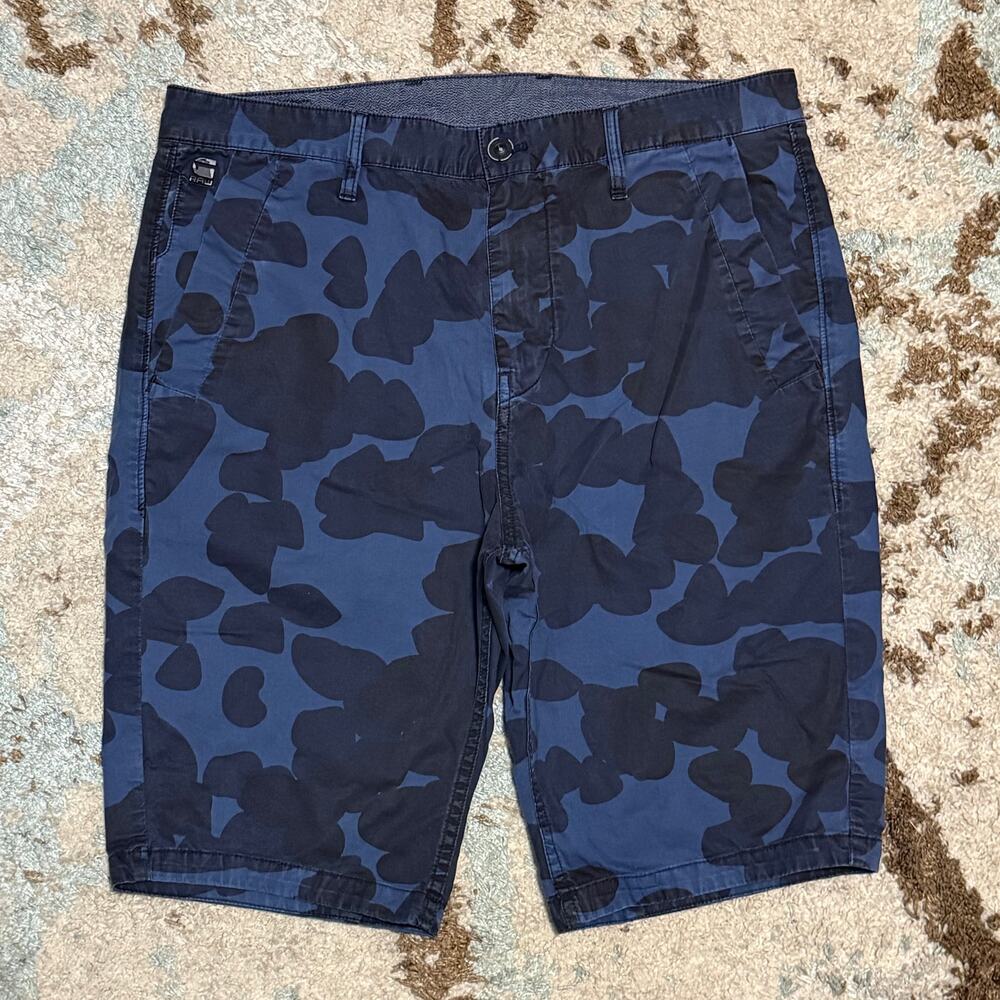 G Star Raw Bronson Tapered 1/2 Shorts Size 34 Blue Camo
